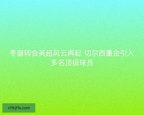 冬窗转会英超风云再起 切尔西重金引入多名顶级球员 冬窗转会英超风云再起 切尔西重金引入多名顶级球员